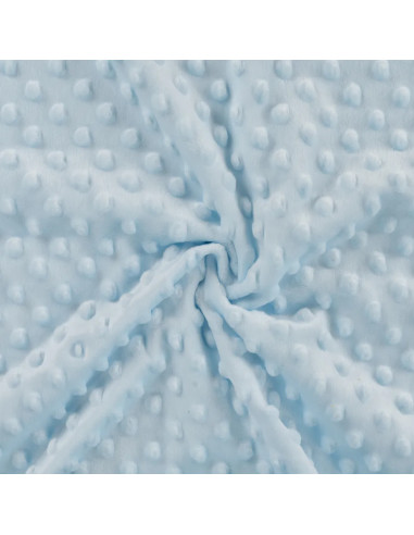 Tissu, Polaire Minky à Pois en Relief, Bleu Ciel, Laize 150 cm, 100% Polyester 250g/m²