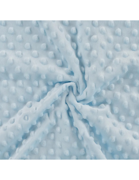 Tissu, Polaire Minky à Pois en Relief, Bleu Ciel, Laize 150 cm, 100% Polyester 250g/m²