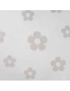 Tissu, Polaire Doudou Imprimée, Fleurs Gris Taupe sur Écru, Laize 155 cm, 100% Polyester 260g/m²