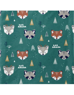 Polaire doudou, renards vert/rouille