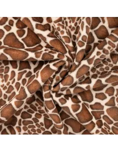 Tissu, Polaire Doudou Imprimé Girafe, Marron, Rouille & Crème, Laize 150 cm, 100% Polyester 260g/m² 2