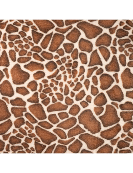 Tissu, Polaire Doudou Imprimé Girafe, Marron, Rouille & Crème, Laize 150 cm, 100% Polyester 260g/m²