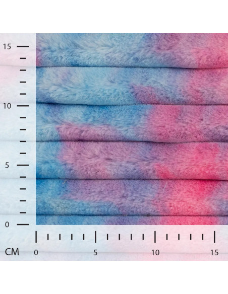 Tissu, Fourrure Doudou Tie & Dye, Bleu Mauve, Laize 145 cm, 100% Polyester 330g/m²