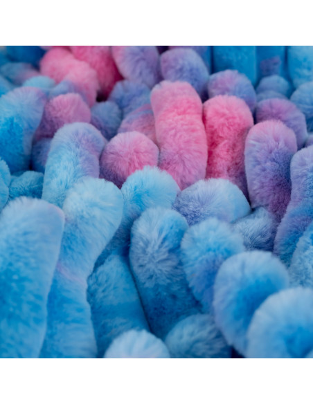 Tissu, Fourrure Doudou Tie & Dye, Bleu Mauve, Laize 145 cm, 100% Polyester 330g/m²