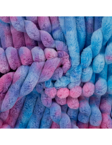 Tissu, Fourrure Doudou Tie & Dye, Bleu Mauve, Laize 145 cm, 100% Polyester 330g/m²