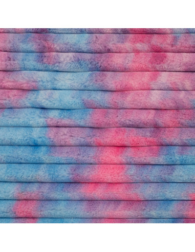 Tissu, Fourrure Doudou Tie & Dye, Bleu Mauve, Laize 145 cm, 100% Polyester 330g/m²