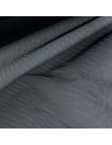 Tissu, Tulle Rigide Uni, Noir Profond, Laize 145 cm, Polyamide 18g/m²