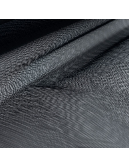 Tissu, Tulle Rigide Uni, Noir Profond, Laize 145 cm, Polyamide 18g/m²