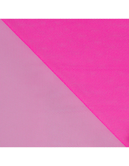 Tissu, Tulle Rigide Uni, Rose Fuchsia Intense, Laize 145 cm, Polyamide 18g/m²