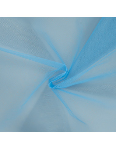 Tissu, Tulle Rigide Uni, Bleu Lagune Lumineux, Laize 145 cm, Polyamide 18g/m²