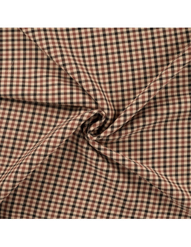 Tissu, Jacquard Carreaux Double Face, Beige et Brun, Laize 140 cm, Polyester, Rayonne et Élasthanne 350g/m²