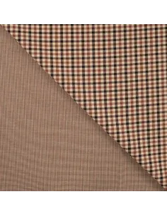 Tissu, Jacquard Carreaux Double Face, Beige et Brun, Laize 140 cm, Polyester, Rayonne et Élasthanne 350g/m² 2