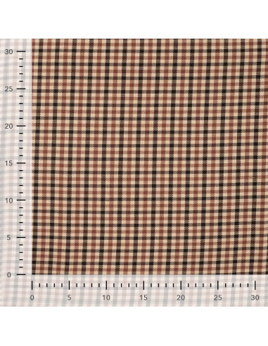 Tissu, Jacquard Carreaux Double Face, Beige et Brun, Laize 140 cm, Polyester, Rayonne et Élasthanne 350g/m²