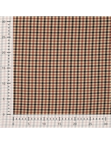 Tissu, Jacquard Carreaux Double Face, Beige et Brun, Laize 140 cm, Polyester, Rayonne et Élasthanne 350g/m²