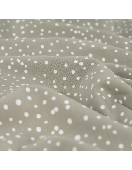 Tissu, Popeline de Coton Gros Pois, Kaki à Pois Blancs, Laize 150 cm, 100% Coton 120g/m²