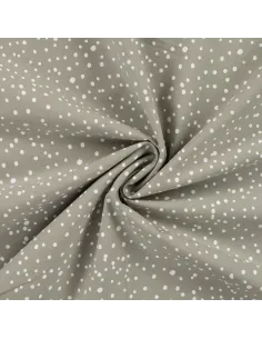 Tissu, Popeline de Coton Gros Pois, Kaki à Pois Blancs, Laize 150 cm, 100% Coton 120g/m² 2