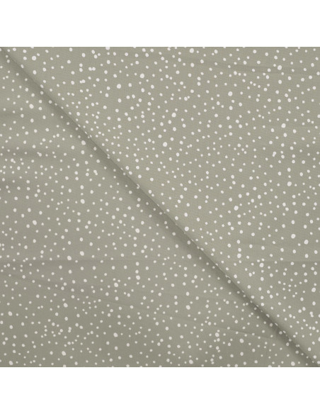 Tissu, Popeline de Coton Gros Pois, Kaki à Pois Blancs, Laize 150 cm, 100% Coton 120g/m²