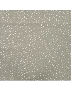 Tissu, Popeline de Coton Gros Pois, Kaki à Pois Blancs, Laize 150 cm, 100% Coton 120g/m²