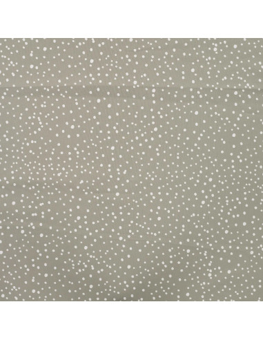 Tissu, Popeline de Coton Gros Pois, Kaki à Pois Blancs, Laize 150 cm, 100% Coton 120g/m²