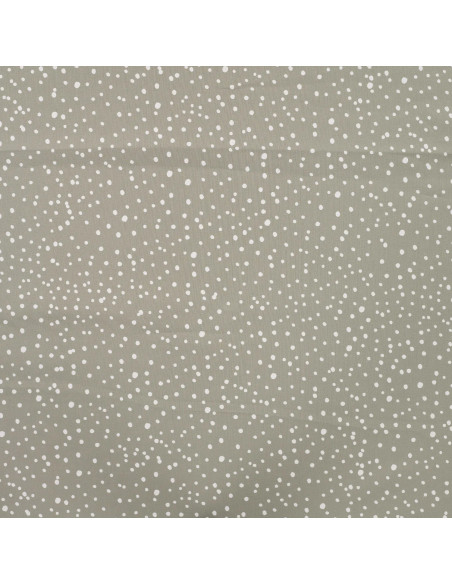Tissu, Popeline de Coton Gros Pois, Kaki à Pois Blancs, Laize 150 cm, 100% Coton 120g/m²