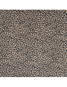 Tissu, French Terry Imprimé Léopard, Beige Taches Noires, Laize 150 cm, Coton Stretch Oeko-Tex