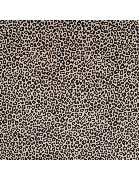 Tissu, French Terry Imprimé Léopard, Beige Taches Noires, Laize 150 cm, Coton Stretch Oeko-Tex
