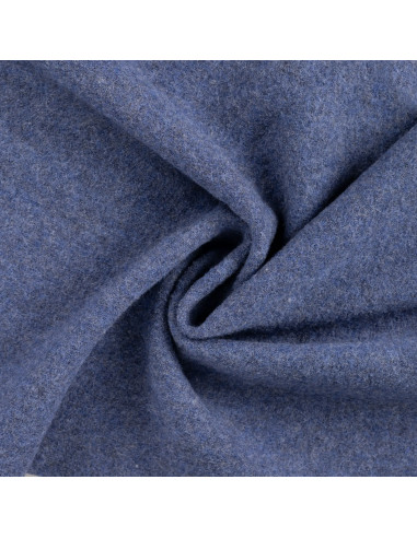 Tissu, Laine Bouillie Unie, Bleu Jean, Laize 140 cm, 100% Laine 400g/m²