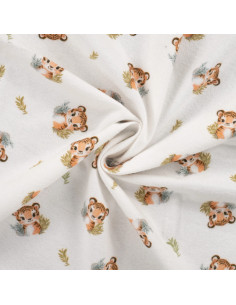 Flanelle de coton, Tigres, écru 2