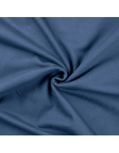 Tissu, French Terry Uni Envers Brossé, Bleu Jean, Laize 150 cm, Coton Stretch Doux