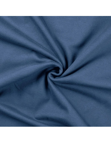Tissu, French Terry Uni Envers Brossé, Bleu Jean, Laize 150 cm, Coton Stretch Doux