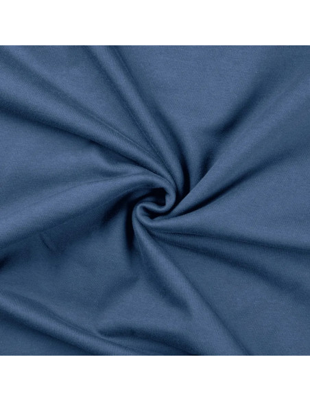 Tissu, French Terry Uni Envers Brossé, Bleu Jean, Laize 150 cm, Coton Stretch Doux