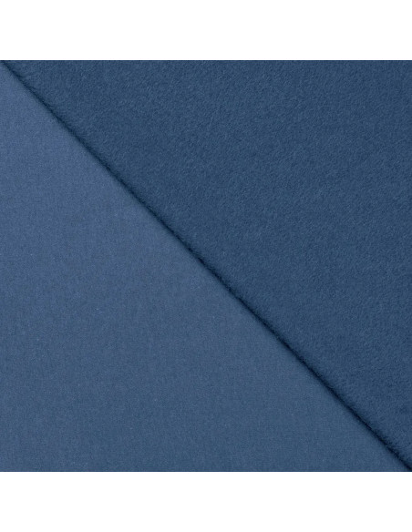 French terry coton uni, envers brossé, bleu jean