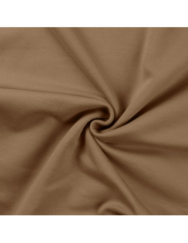 French terry coton uni, envers brossé, taupe