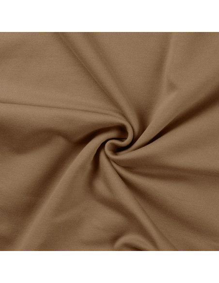 Tissu, French Terry Uni Envers Brossé, Taupe, Laize 150 cm, Coton Stretch