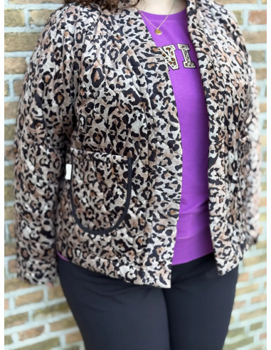 Matelassé velours, impression digitale, léopard