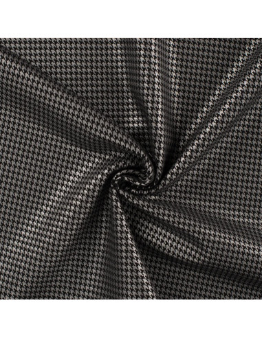 Tissu, Jersey Pieds de Poule, Noir et Argenté, Laize 150 cm, Viscose Polyamide Spandex