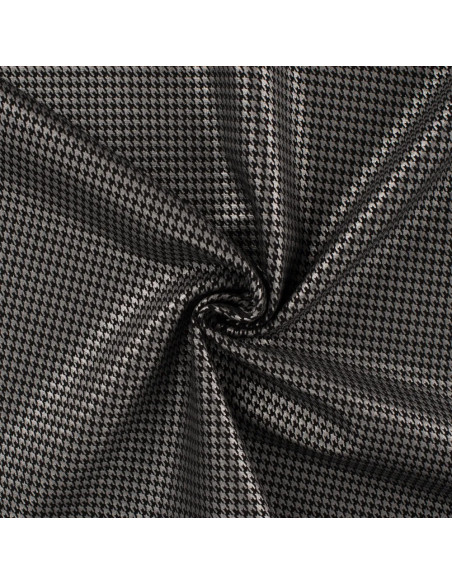 Tissu, Jersey Pieds de Poule, Noir et Argenté, Laize 150 cm, Viscose Polyamide Spandex