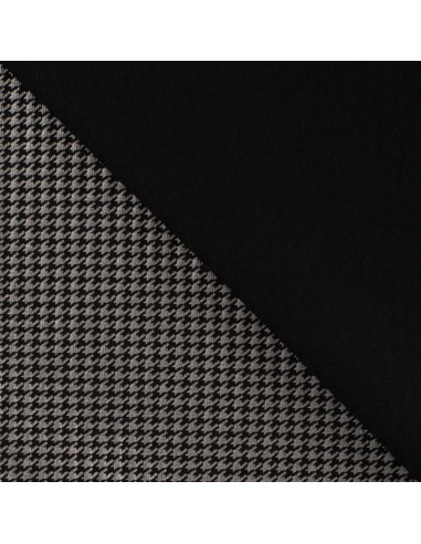 Tissu, Jersey Pieds de Poule, Noir et Argenté, Laize 150 cm, Viscose Polyamide Spandex