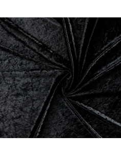 Tissu, Panne de Velours Unie, Noir Profond, Laize 150 cm, 100% Polyester 165g/m²
