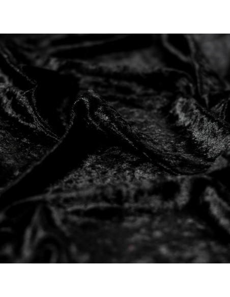 Tissu, Panne de Velours Unie, Noir Profond, Laize 150 cm, 100% Polyester 165g/m²