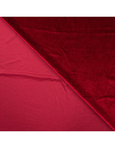 Tissu, Velours Kitty Uni, Rouge, Laize 150 cm, 90% Polyester 10% Spandex 250g/m²