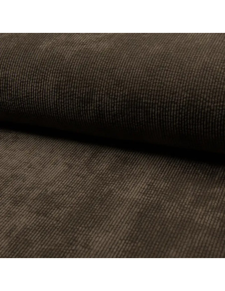 Tissu, Velours Côtelé Lavé Côtes Moyennes, Marron Foncé, Laize 150 cm, 85% Polyester 15% Polyamide 2% Spandex 330g/m²