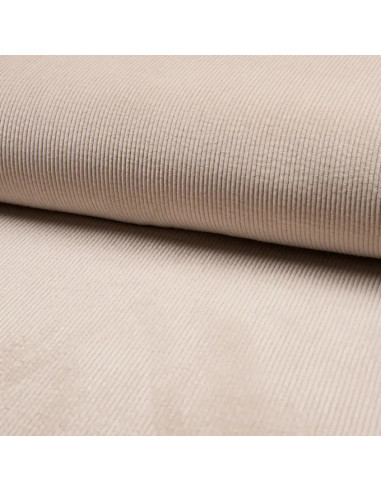 Tissu, Velours Côtelé Lavé Côtes Moyennes, Écru, Laize 150 cm, 85% Polyester 15% Polyamide 2% Spandex 330g/m²