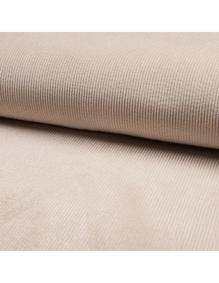 Tissu, Velours Côtelé Lavé Côtes Moyennes, Écru, Laize 150 cm, 85% Polyester 15% Polyamide 2% Spandex 330g/m²