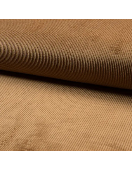 Tissu, Velours Côtelé Lavé Côtes Moyennes, Brun Noisette, Laize 150 cm, 85% Polyester 330g/m²