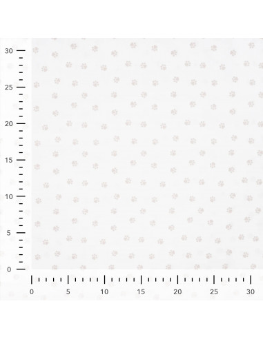 Tissu, Popeline de Coton Mini Pattes, Écru Beige, Laize 150 cm, 100% Coton 120g/m²