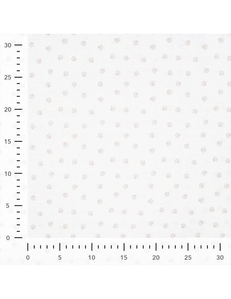 Tissu, Popeline de Coton Mini Pattes, Écru Beige, Laize 150 cm, 100% Coton 120g/m²