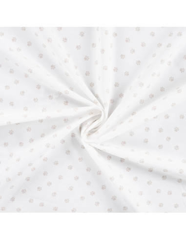 Tissu, Popeline de Coton Mini Pattes, Écru Beige, Laize 150 cm, 100% Coton 120g/m²