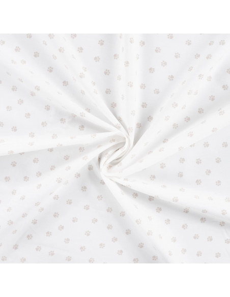 Tissu, Popeline de Coton Mini Pattes, Écru Beige, Laize 150 cm, 100% Coton 120g/m²