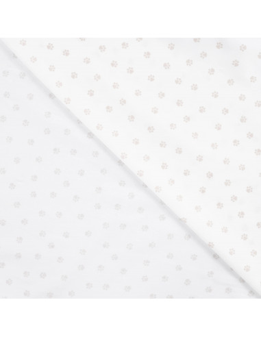 Tissu, Popeline de Coton Mini Pattes, Écru Beige, Laize 150 cm, 100% Coton 120g/m²